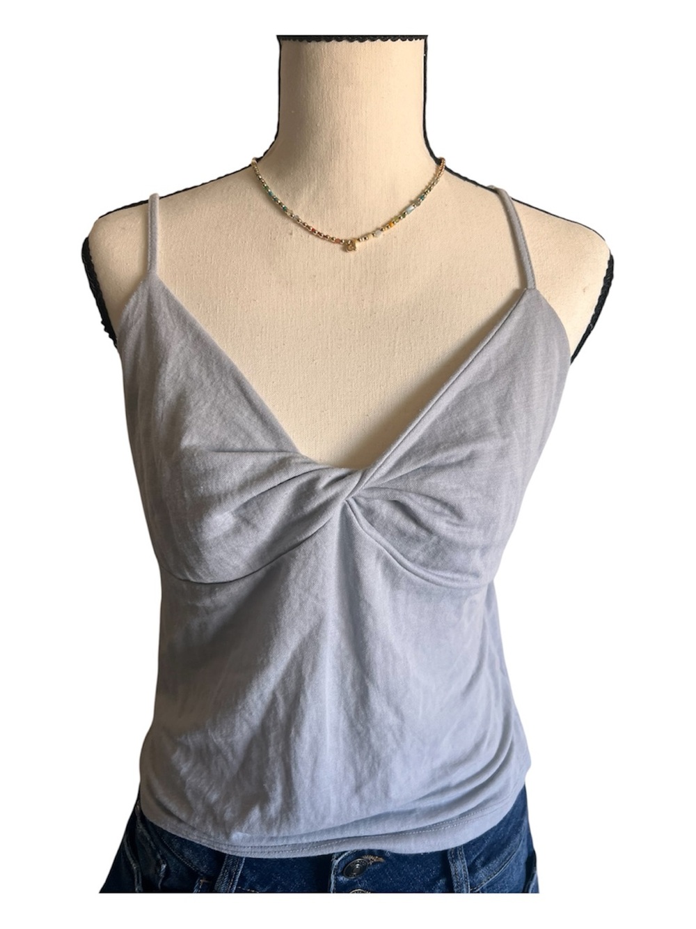 Wishlist Light Gray Sweetheart Twist Front Camisole Tank Top - Size M